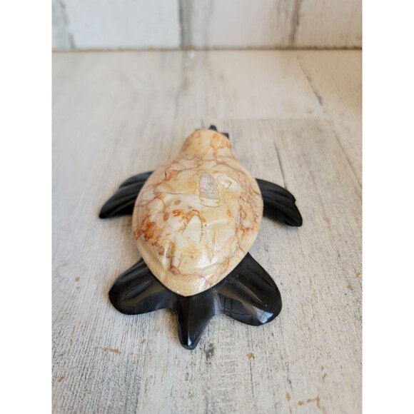 Stone carved Turtle black unique vintage figure home decor - Picture 3 of 7